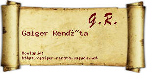 Gaiger Renáta névjegykártya